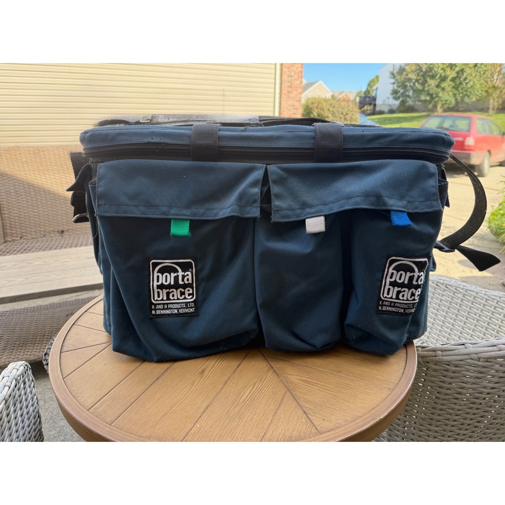 23" Porta Brace Professional Camera Production Bag Blue Cordura Nylon Wood